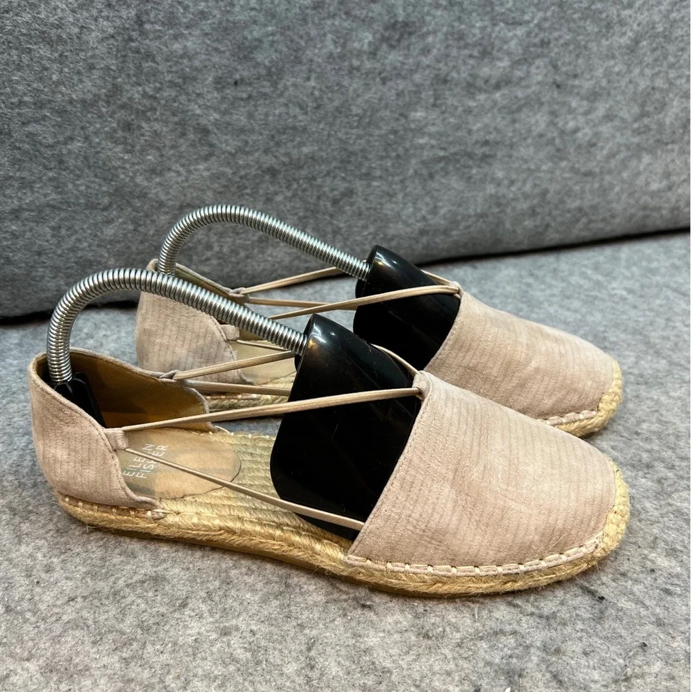 Eileen Fisher Espadrille Flats Suede Leather‎ Beige Slip On Shoes Women's 8.5